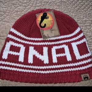 Canada Knit Beanie Hat - Red & White